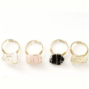 Wire Wrapped Adjustable Crystal & Stone Rings