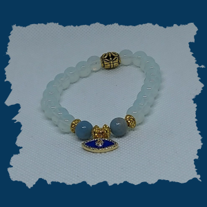 Opalite & Angelite Evil Eye Bracelet
