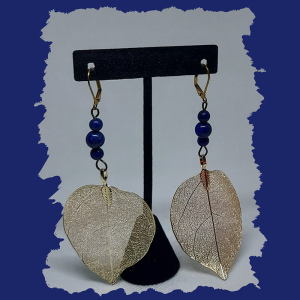 Gold Leaf Lapis Lazuli Earrings