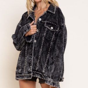 Black Corduroy Studded Jacket