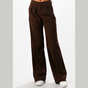 Brown Corduroy Straight Leg Pants