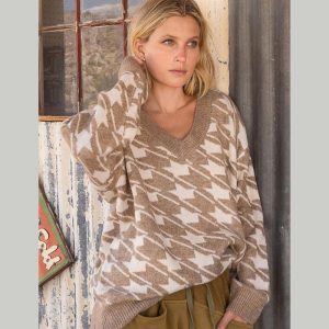 Almond Houndstooth Sweater