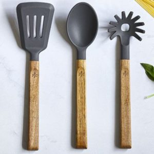 Silicone And Wood Utensil Set